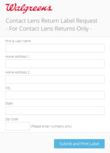 Walgreens Lens Return Label