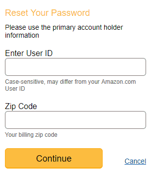 Amazon Credit Card Reset Password