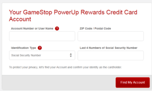 Gamestop Credit Card Login Forgot Username or Password