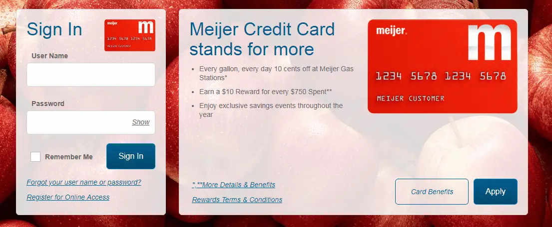 Meijjer Credit Card Login