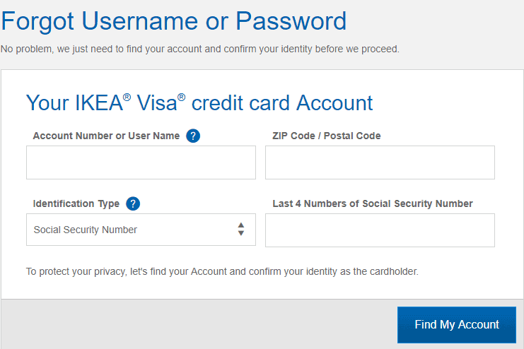 Forgot username or password