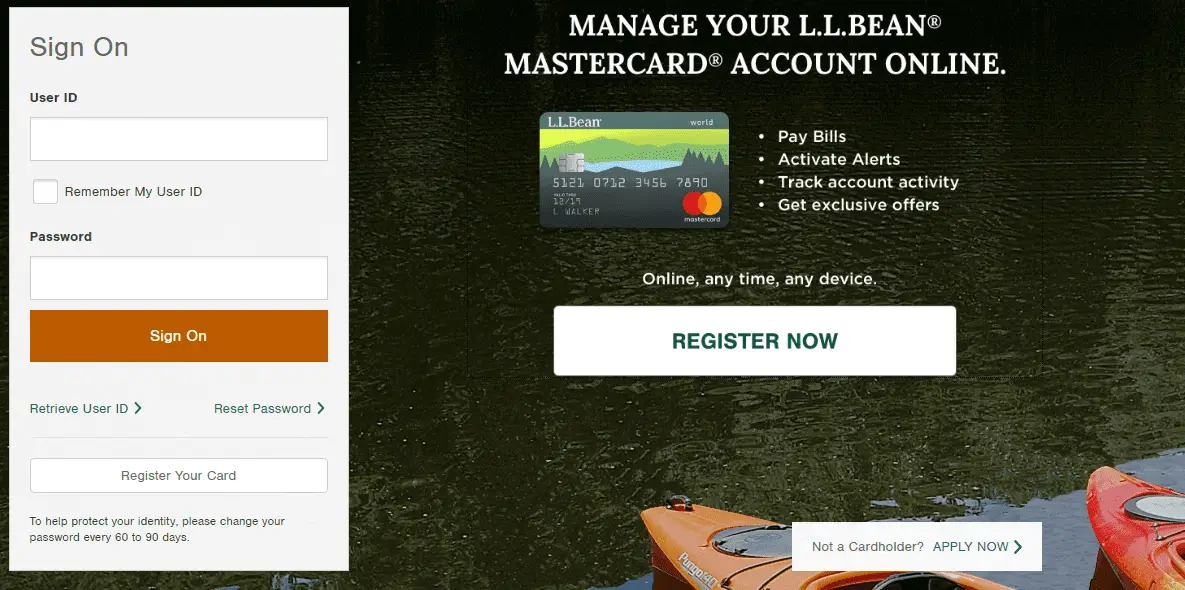 llbeanmastercard log in