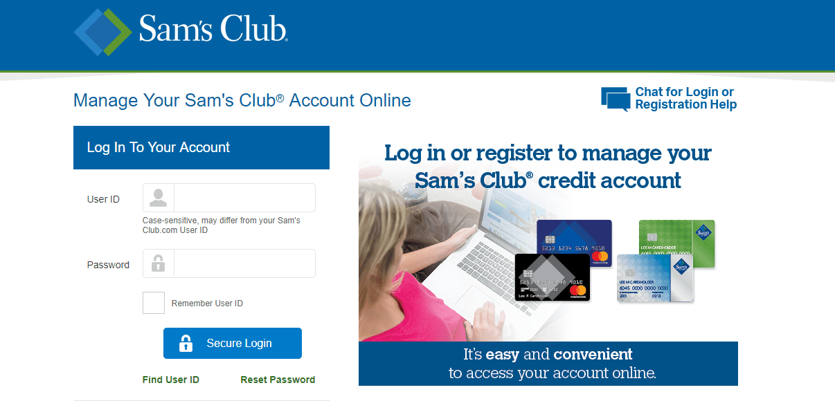 sam's club credit card login