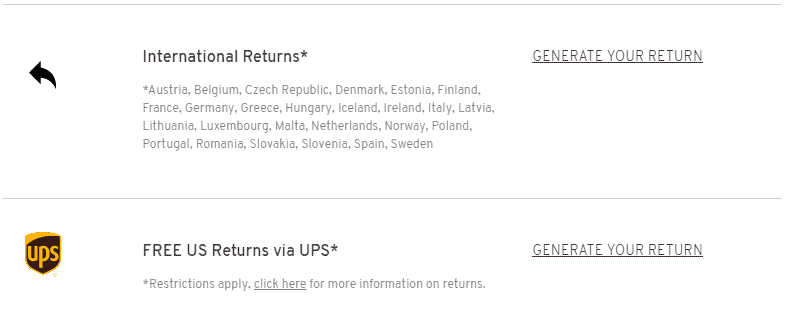 Topshop Return Policy-International Returns