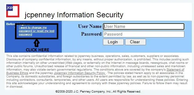 JCP Associates Reset Password 