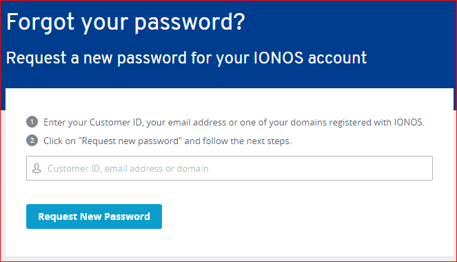 1AND1 LOGIN reset password 2