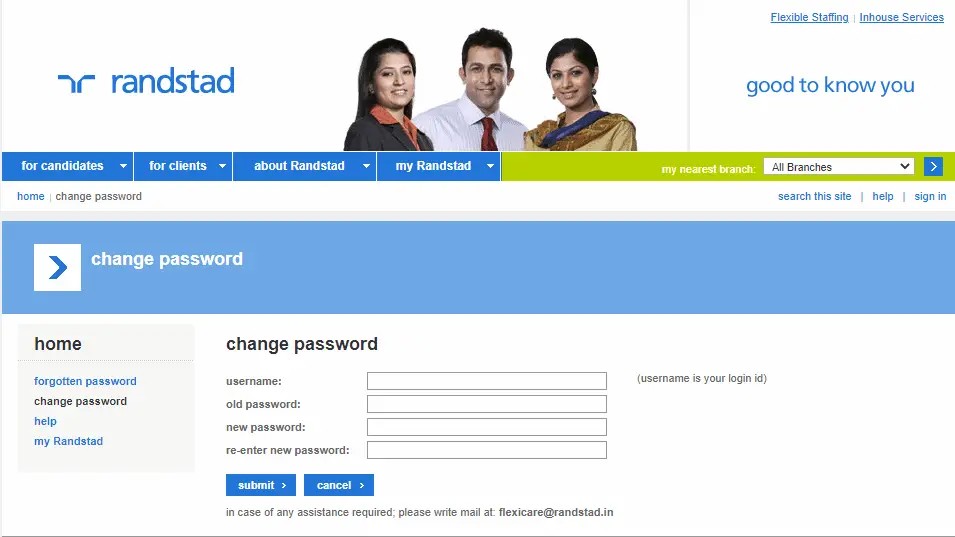 Step 3: fill in the details for changing password