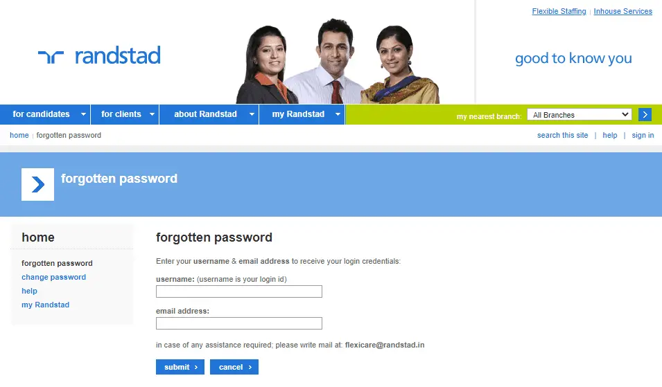 Step 3: fill in the details for forgot password