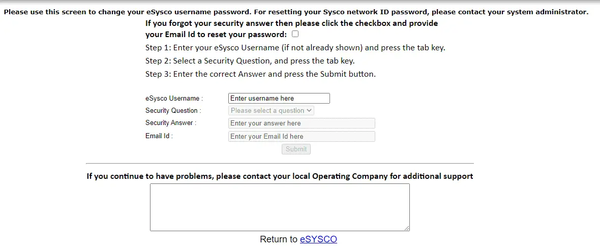 esysco forgot password