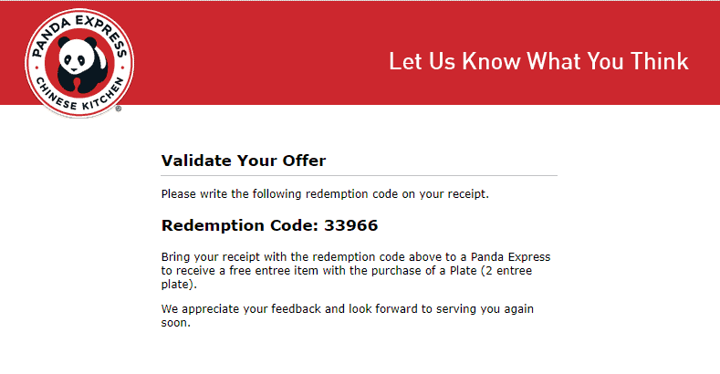 panda express feedback survey