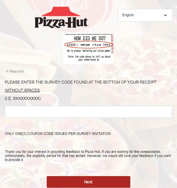 pizza hut survey